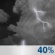 Tonight: A 40 percent chance of showers and thunderstorms, mainly before 1am.  Partly cloudy, with a low around 77. Northwest wind around 5 mph becoming calm  in the evening. 