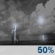 Tonight: A 50 percent chance of showers and thunderstorms, mainly before 10pm.  Partly cloudy, with a low around 74. East wind 3 to 5 mph.  New precipitation amounts between a tenth and quarter of an inch, except higher amounts possible in thunderstorms. 